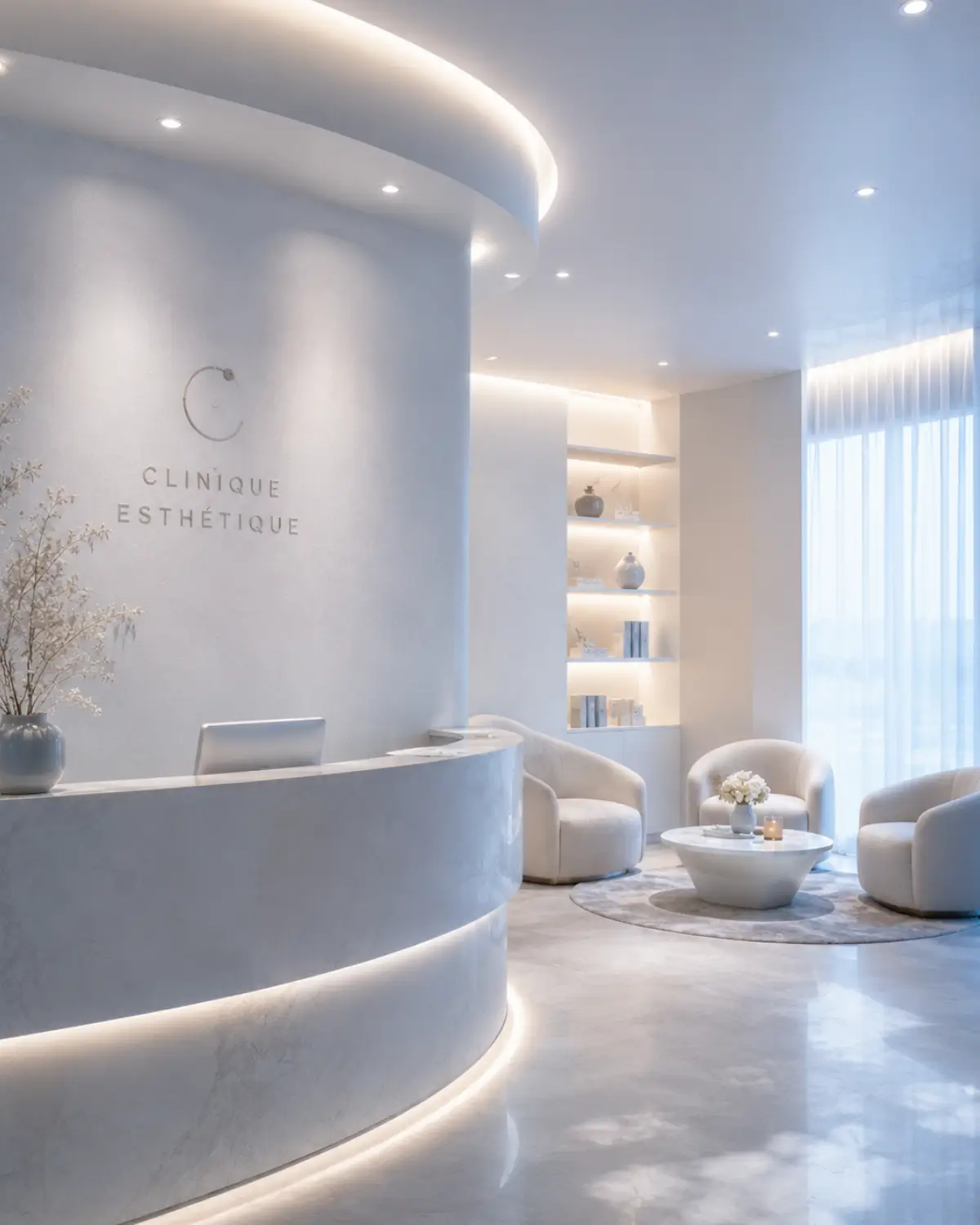 Accueil premium d'une clinique esthétique