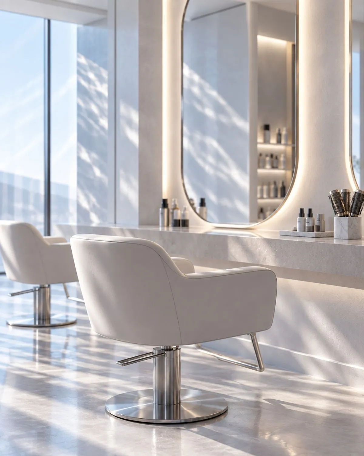 Poste de coiffage d'un salon de coiffure haut de gamme